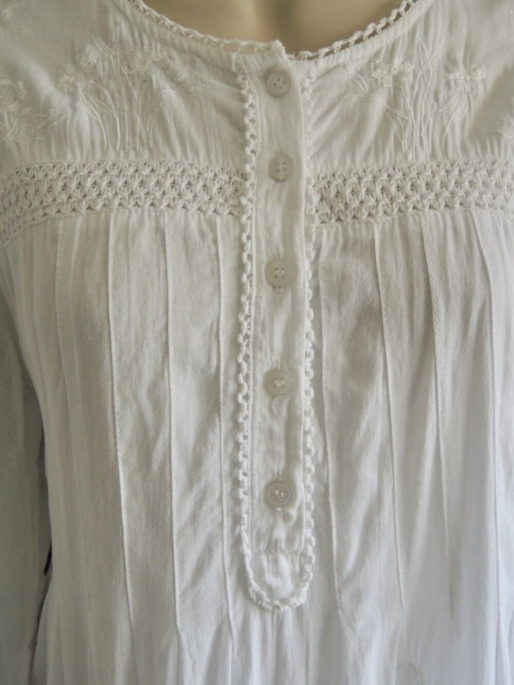 Vintage Raiment Fashions White Fairycore Cottagecore Shift Gown M *Runs L - Picture 3 of 10